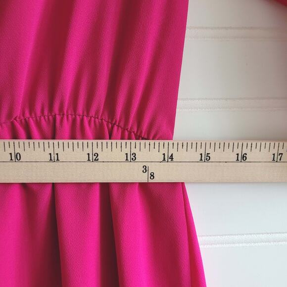 Everly Dress Womens Small Pink 3/4 Sleeve V Neck Elastic Waist Partly Lined USA - Picture 6 of 12